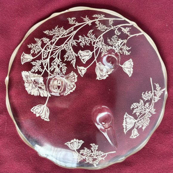 Silver City Flanders Poppy Sterling Silver on Clear Glass Footed Dish - Picture 9 of 12